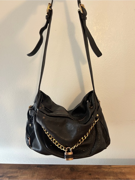 Chloe Handbags - 2007 Chloe Brown Leather Hobo Bag with Gold Chain/ Lock and Key Accent